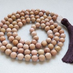 Shop Rhodonite Necklaces! Rhodonite Necklace, Beige Rose Long Necklace, 108 Mala Rhodonite Jewelry, Hand Knotted Meditation Necklaces, Natural Rhodonite Faceted Beds | Natural genuine Rhodonite necklaces. Buy crystal jewelry, handmade handcrafted artisan jewelry for women.  Unique handmade gift ideas. #jewelry #beadednecklaces #beadedjewelry #gift #shopping #handmadejewelry #fashion #style #product #necklaces #affiliate #ad