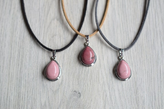 Rhodonite Necklace, Rhodonite Healing Crystal Necklace, Rhodonite Jewelry, Gift For Woman