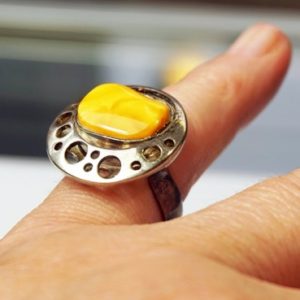 Shop Amber Rings! ROYAL AMBER RING, 925 Sterling silver Amber Jewelry, Butterscotch Amber, Egg Yolk Amber Abstract Ring, Ring Gift For Her, Amber lover gift | Natural genuine Amber rings, simple unique handcrafted gemstone rings. #rings #jewelry #shopping #gift #handmade #fashion #style #affiliate #ad