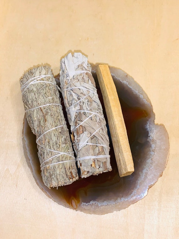 Sage & Palo Santo Smudging Kit | Sage Incense | Palo Incense | Crystal And Stones