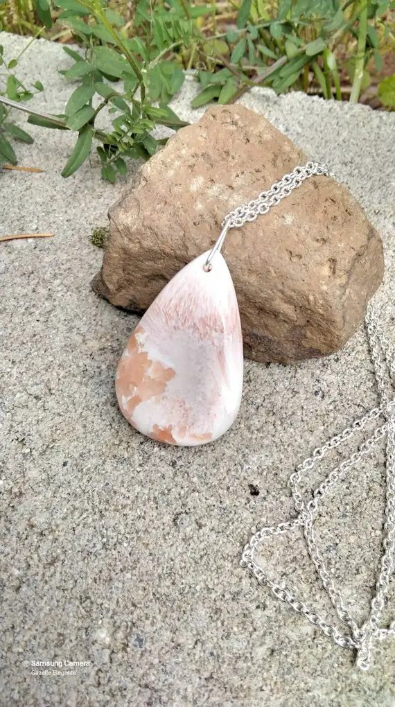 Scolecite With Peach Stilbite  Necklace