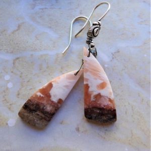 Scolecite, Stilbite, Scolecite Earrings, | Natural genuine Scolecite earrings. Buy crystal jewelry, handmade handcrafted artisan jewelry for women.  Unique handmade gift ideas. #jewelry #beadedearrings #beadedjewelry #gift #shopping #handmadejewelry #fashion #style #product #earrings #affiliate #ad