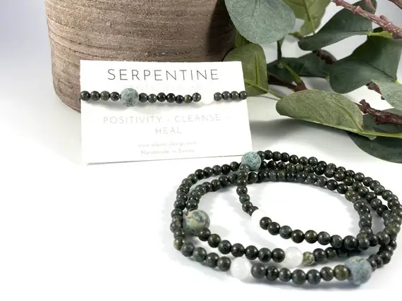 Serpentine Bracelet - Serpentine Anklet - Natural Crystal Bracelet - Healing Bracelet - African Turquoise - Positivity Bracelet