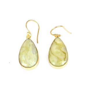 Serpentine Gemstone Earrings, Serpentine Jewelry, Teardrop Earrings Jewelry, Gold Plated Earrings, Serpentine Gemstone, Women Birthday Gift | Natural genuine Serpentine earrings. Buy crystal jewelry, handmade handcrafted artisan jewelry for women.  Unique handmade gift ideas. #jewelry #beadedearrings #beadedjewelry #gift #shopping #handmadejewelry #fashion #style #product #earrings #affiliate #ad
