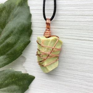 Shop Serpentine Necklaces! Serpentine Necklace, Raw Crystal Pendant, Copper Wire Wrap, Gemini Zodiac Stone | Natural genuine Serpentine necklaces. Buy crystal jewelry, handmade handcrafted artisan jewelry for women.  Unique handmade gift ideas. #jewelry #beadednecklaces #beadedjewelry #gift #shopping #handmadejewelry #fashion #style #product #necklaces #affiliate #ad