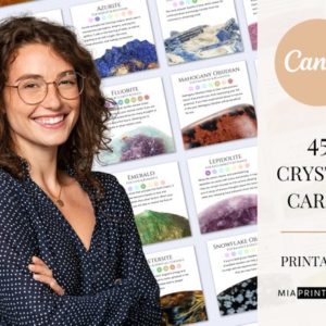 Shop Printable Crystal Cards, Pages, & Posters! Set of 45 printable crystal cards, crystal meaning cards, printable gemstone cards, crystal description cards, crystal cards for business | Shop jewelry making and beading supplies, tools & findings for DIY jewelry making and crafts. #jewelrymaking #diyjewelry #jewelrycrafts #jewelrysupplies #beading #affiliate #ad