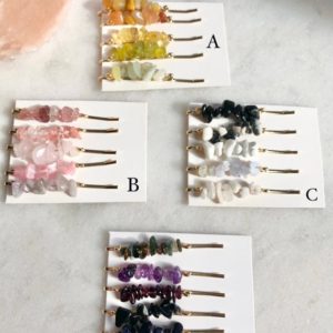 Shop Gemstone Hair Clips, Pins & Crystal Combs! Set of 5 Healing Crystal Gemstone Hair Slides, Crystal Hair Clips, Gemstone Hair Accessories | Natural genuine Gemstone jewelry. Buy crystal jewelry, handmade handcrafted artisan jewelry for women.  Unique handmade gift ideas. #jewelry #beadedjewelry #beadedjewelry #gift #shopping #handmadejewelry #fashion #style #product #jewelry #affiliate #ad