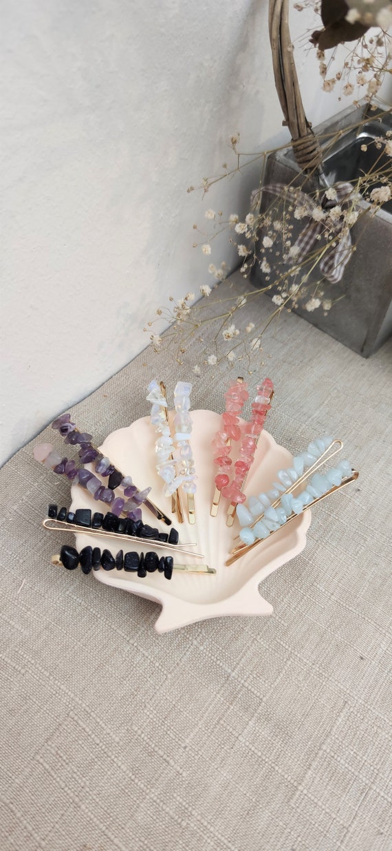 Seiten Haarspange Mit Stein , Dreamcatcher Haarpin, Naturstein Haarklammer Edelstein Haarschmuck Hairclip Spange Bobby Pin Haarschieber Boho