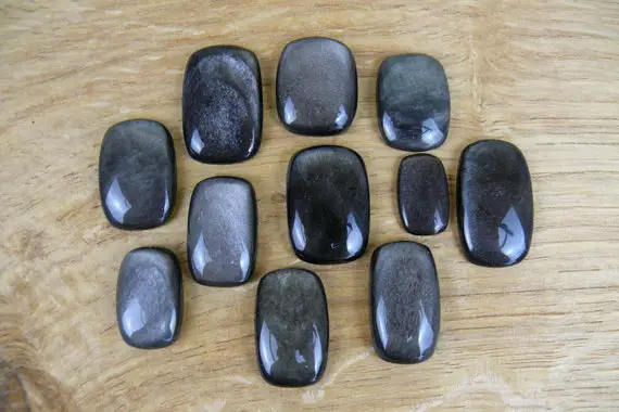 Silber Obsidian Cabochons || Viereckig / Rechteckig