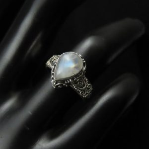 Shop Rainbow Moonstone Rings! Silver Ring, Rainbow Moonstone Ring, Healing Stone, Bali Ring | Natural genuine Rainbow Moonstone rings, simple unique handcrafted gemstone rings. #rings #jewelry #shopping #gift #handmade #fashion #style #affiliate #ad
