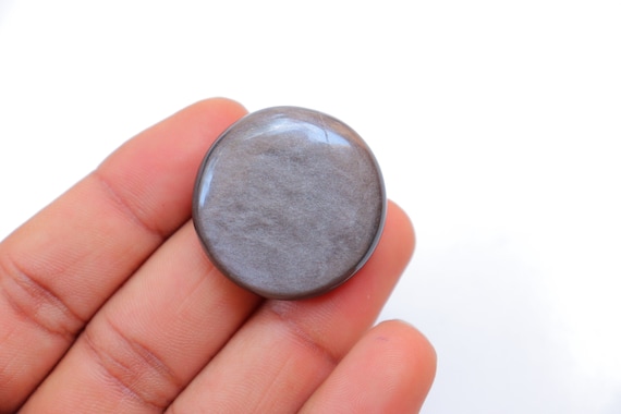 Silver Sheen Obsidian Cabochon, Natural Silver Obsidian Gemstone, Loose Stone For Jewelry Making, Pendant, Silver Obsidian Cabochon #7582