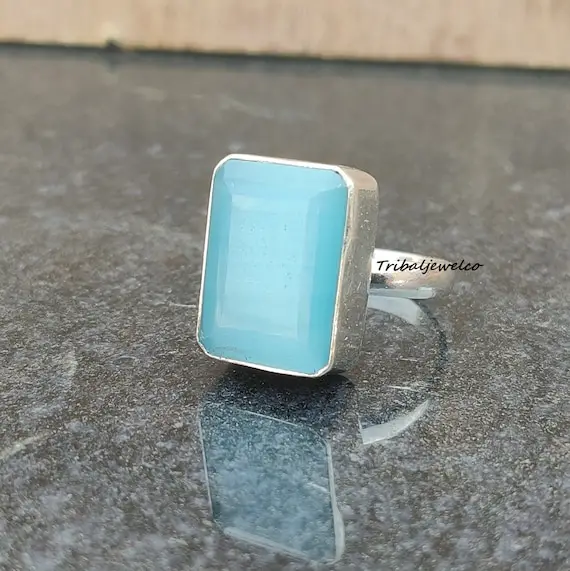 Sky Blue Calcite Ring, 925 Sterling Silver, Spiritual Ring, Unisex Ring, All Occasion Gift, Handmade Ring, Meditation Stone, Healing Ring