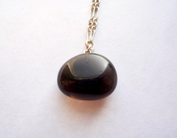 Small Obsidian Nugget Necklace With A Solid Sterling Silver Chain, Apache Tears Pendant