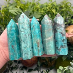 Shop Amazonite Points & Wands! Smoky Quartz in Amazonite Crystal Tower Point Obelisk (Qty: 1) | Natural genuine stones & crystals in various shapes & sizes. Buy raw cut, tumbled, or polished gemstones for making jewelry or crystal healing energy vibration raising reiki stones. #crystals #gemstones #crystalhealing #crystalsandgemstones #energyhealing #affiliate #ad