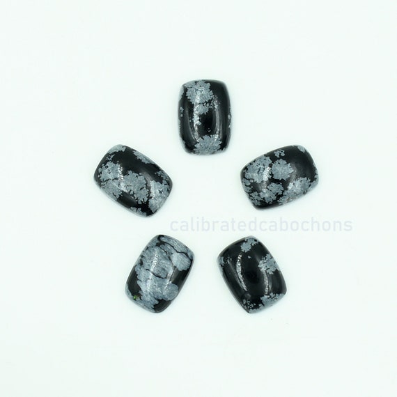 Snowflake Obsidian Cabochon, Wholesale Gemstone, Cushion Flat Back Gemstone, Sizes 7x9,8x10,9x11,10x12,10x14,12x16,13x18,15x20,16x22,18x25mm