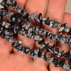 Shop Obsidian Chip & Nugget Beads! SNOWFLAKE OBSIDIAN Chip Bead Bead Necklace 45.9g Tumbled Stones Beads Australian Made | Natural genuine chip Obsidian beads for beading and jewelry making.  #jewelry #beads #beadedjewelry #diyjewelry #jewelrymaking #beadstore #beading #affiliate #ad