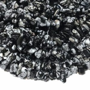 Shop Obsidian Chip & Nugget Beads! Snowflake Obsidian Chip Beads, 35 Inch Strand, Medium, Natural  Black and Gray Drilled Gemstone Beads, Designer Quality Gift, | Natural genuine chip Obsidian beads for beading and jewelry making.  #jewelry #beads #beadedjewelry #diyjewelry #jewelrymaking #beadstore #beading #affiliate #ad