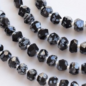 Shop Snowflake Obsidian Faceted Beads! Snowflake Obsidian Faceted Tumble Cube Natural Gemstone Beads | 5×7 to 3×6 MM | 12 to 13 Beads | Natural genuine faceted Snowflake Obsidian beads for beading and jewelry making.  #jewelry #beads #beadedjewelry #diyjewelry #jewelrymaking #beadstore #beading #affiliate #ad