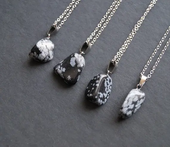 Snowflake Obsidian Necklace, Snowflake Obsidian Keychain, Gemstone Chunk, Great Volcanic Gift