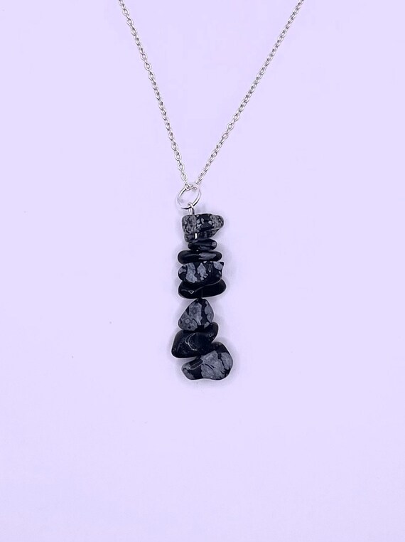 Snowflake Obsidian Necklace, Snowflake Obsidian Pendant, 925 Silver Chain, Black Waxed Cord Or Pendant Only To Fix To Your Own Chain