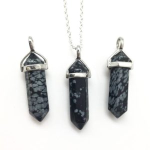 Snowflake Obsidian Necklace – Snowflake Obsidian Pendant – Healing Crystal Necklace – Crystal Point Pendant – Polished Snowflake Obsidian | Natural genuine Snowflake Obsidian jewelry. Buy crystal jewelry, handmade handcrafted artisan jewelry for women.  Unique handmade gift ideas. #jewelry #beadedjewelry #beadedjewelry #gift #shopping #handmadejewelry #fashion #style #product #jewelry #affiliate #ad