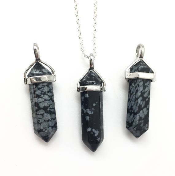Snowflake Obsidian Necklace - Snowflake Obsidian Pendant - Healing Crystal Necklace - Crystal Point Pendant - Healing Crystals And Stones