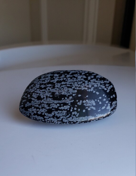 Snowflake Obsidian Palm Stone. Healing Crystals. Snowflake Obsidian Crystal.