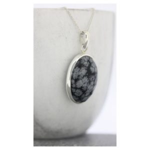 Shop Snowflake Obsidian Pendants! Snowflake Obsidian Pendant / Obsidian Necklace / Sterling Silver Trace / Black and Grey Stone / Lava Stone / Natural Stone / Monochrome/snow | Natural genuine Snowflake Obsidian pendants. Buy crystal jewelry, handmade handcrafted artisan jewelry for women.  Unique handmade gift ideas. #jewelry #beadedpendants #beadedjewelry #gift #shopping #handmadejewelry #fashion #style #product #pendants #affiliate #ad