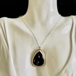 Shop Snowflake Obsidian Pendants! Snowflake Obsidian pendant, sterling silver bezel set and Sterling Silver Chain, boho necklace, | Natural genuine Snowflake Obsidian pendants. Buy crystal jewelry, handmade handcrafted artisan jewelry for women.  Unique handmade gift ideas. #jewelry #beadedpendants #beadedjewelry #gift #shopping #handmadejewelry #fashion #style #product #pendants #affiliate #ad