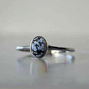 Snowflake Obsidian Ring Women, 925 Silver Rings, Dainty Ring Women, Handmade Ring, Stackable Ring, Minimalist Ring, Ring For Women, Promise | Natural genuine Snowflake Obsidian rings, simple unique handcrafted gemstone rings. #rings #jewelry #shopping #gift #handmade #fashion #style #affiliate #ad