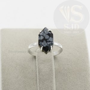 Shop Snowflake Obsidian Rings! Snowflake Obsidian Ring, Prong Ring, 925 Sterling Silver, Obsidian Ring, 8×15 mm Hexagon Ring, Statement Ring, Silver Ring, Womens Ring | Natural genuine Snowflake Obsidian rings, simple unique handcrafted gemstone rings. #rings #jewelry #shopping #gift #handmade #fashion #style #affiliate #ad