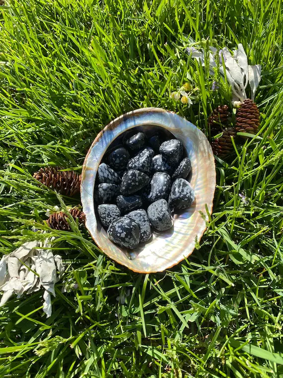 Snowflake Obsidian Tumble Stone - Snowflake Obsidian Crystal Tumbled Stone - Tumblestone