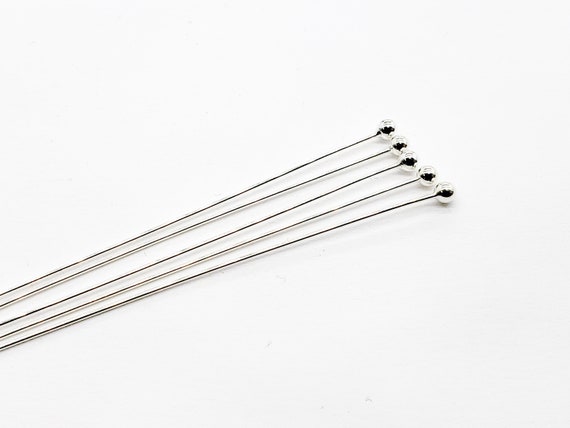 Sterling Silver Large Ball Head Pin, 21 Gauge, 3mm Ball, 3 Inches | 4 Pieces | Bulk Savings On 20 Pieces, 60 Pieces | Made In Usa
