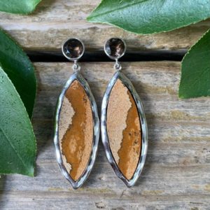 Shop Picture Jasper Earrings! Sterling Silver Smoky Quartz Picture Jasper Dangle Drop Earrings/ Modernist Sterling Jasper Earrings/ Picture Jasper Earrings/ Quartz | Natural genuine Picture Jasper earrings. Buy crystal jewelry, handmade handcrafted artisan jewelry for women.  Unique handmade gift ideas. #jewelry #beadedearrings #beadedjewelry #gift #shopping #handmadejewelry #fashion #style #product #earrings #affiliate #ad