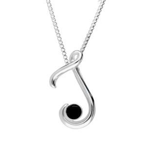 Shop Jet Necklaces! Sterling Silver Whitby Jet Love Letters Initial J Necklace | Natural genuine Jet necklaces. Buy crystal jewelry, handmade handcrafted artisan jewelry for women.  Unique handmade gift ideas. #jewelry #beadednecklaces #beadedjewelry #gift #shopping #handmadejewelry #fashion #style #product #necklaces #affiliate #ad