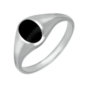 Shop Jet Rings! Sterling Silver Whitby Jet Small Oval Signet Ring | Natural genuine Jet rings, simple unique handcrafted gemstone rings. #rings #jewelry #shopping #gift #handmade #fashion #style #affiliate #ad