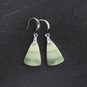 Shop Serpentine Earrings! Striped Serpentine Earrings  – Green – Natural Semi Precious Stone – Sterling Silver | Natural genuine Serpentine earrings. Buy crystal jewelry, handmade handcrafted artisan jewelry for women.  Unique handmade gift ideas. #jewelry #beadedearrings #beadedjewelry #gift #shopping #handmadejewelry #fashion #style #product #earrings #affiliate #ad