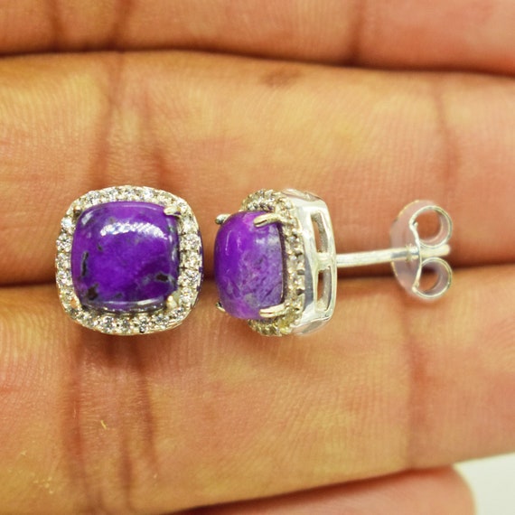 Sugilite Earrings,purple Earrings,sugilite Cabochon Stud Earrings,post Earrings,sugilite Gemstone Earrings,silver Stud Earrings,gift For Her