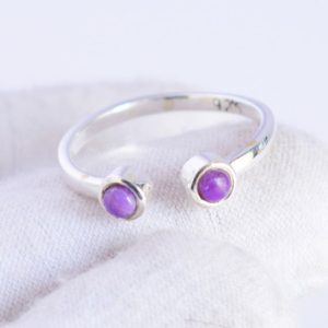 Shop Sugilite Rings! Sugilite Ring, Sugilite Adjustable Ring, Purple Stone Ring, Sterling Silver Ring, Gemstone Ring, Purple Sugilite Ring, purple crystal ring | Natural genuine Sugilite rings, simple unique handcrafted gemstone rings. #rings #jewelry #shopping #gift #handmade #fashion #style #affiliate #ad