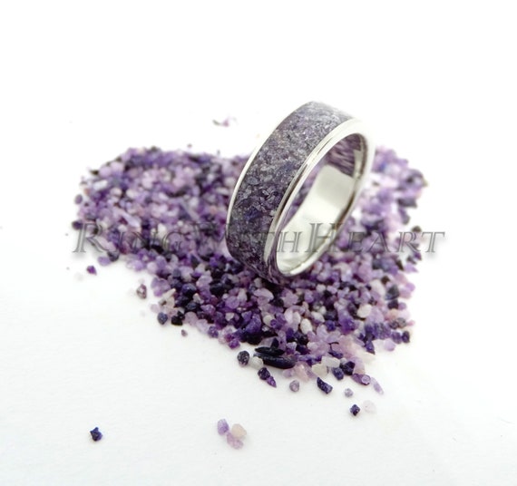 Sugilite Ring With Stainless Steel, Wedding Band, Engagement Ring, Girlfriend Gift, Valentine's Day Gift, Purple Ring, Mother's Day Gift