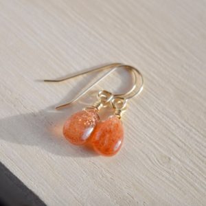 Sunstone Earrings – 14kt Gold Fill or Sterling Silver – Natural Sunstone Teardrop Dangles – Healing Crystal – Orange Crystal – Bridesmaid | Natural genuine Gemstone earrings. Buy crystal jewelry, handmade handcrafted artisan jewelry for women.  Unique handmade gift ideas. #jewelry #beadedearrings #beadedjewelry #gift #shopping #handmadejewelry #fashion #style #product #earrings #affiliate #ad