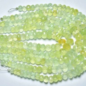 Shop Prehnite Rondelle Beads! Super Quality Prehnite Rondelle Beads – 8 inches – Natural Faceted Prehnite Rondelles – Size is 6 – 9 mm #2368 | Natural genuine rondelle Prehnite beads for beading and jewelry making.  #jewelry #beads #beadedjewelry #diyjewelry #jewelrymaking #beadstore #beading #affiliate #ad