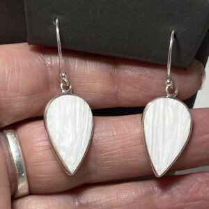 Synergy 12, Angelic Scolecite Earrings Sterling Silver  w/ Lemurian quartz crystal,  jewelry