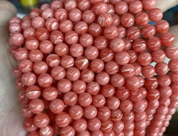 Synthetic Rhodochrosite Beads,round Smooth Beads 4-10mm Gemstone Round Loose Beads 15"strand Jewelry Suppliers