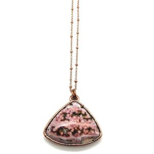 Shop Ocean Jasper Necklaces! Teardrop Pink Ocean Jasper Necklace // Electroformed Jewelry // Soldered Copper Chain | Natural genuine Ocean Jasper necklaces. Buy crystal jewelry, handmade handcrafted artisan jewelry for women.  Unique handmade gift ideas. #jewelry #beadednecklaces #beadedjewelry #gift #shopping #handmadejewelry #fashion #style #product #necklaces #affiliate #ad