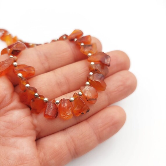 Top Drilled Natural Raw Carnelian Beads, Carnelian Nugget Beads, Carnelian Chunk Raw Crystal, Top Drilled Beads