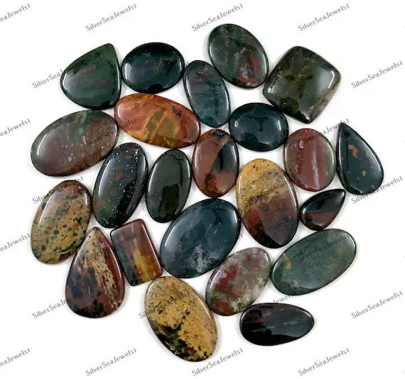 Top Quality Bloodstone Cabochon Wholesale Lot, Mix Shape And Size, Beautiful Bloodstone For Jewelry Making, Power Geodes, Christmas Sale,