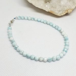 United States Blue Aragonite 925 Sterling Silver Bracelet. Made by The Art Of Jewellery UK | Natural genuine Aragonite bracelets. Buy crystal jewelry, handmade handcrafted artisan jewelry for women.  Unique handmade gift ideas. #jewelry #beadedbracelets #beadedjewelry #gift #shopping #handmadejewelry #fashion #style #product #bracelets #affiliate #ad