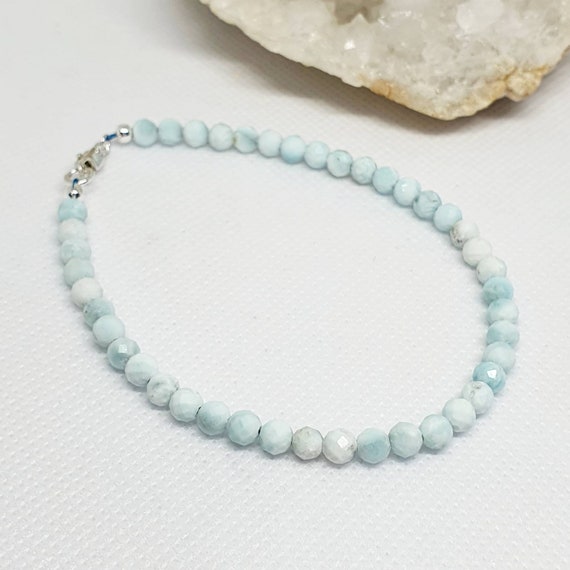 United States Blue Aragonite 925 Sterling Silver Bracelet. Made By The Art Of Jewellery Uk