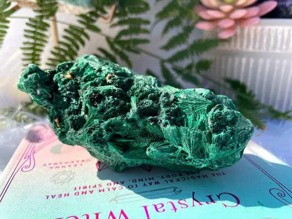 Velvet Malachite Raw Crystal, Large Crystal Specimen, Display Crystal, Witchy Altar Gift, Meditation Space Decor, Unique Chakra Crystals